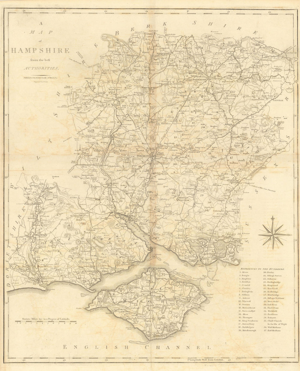 "A map of Hampshire from the best authorities". County map. CARY 1806 old
