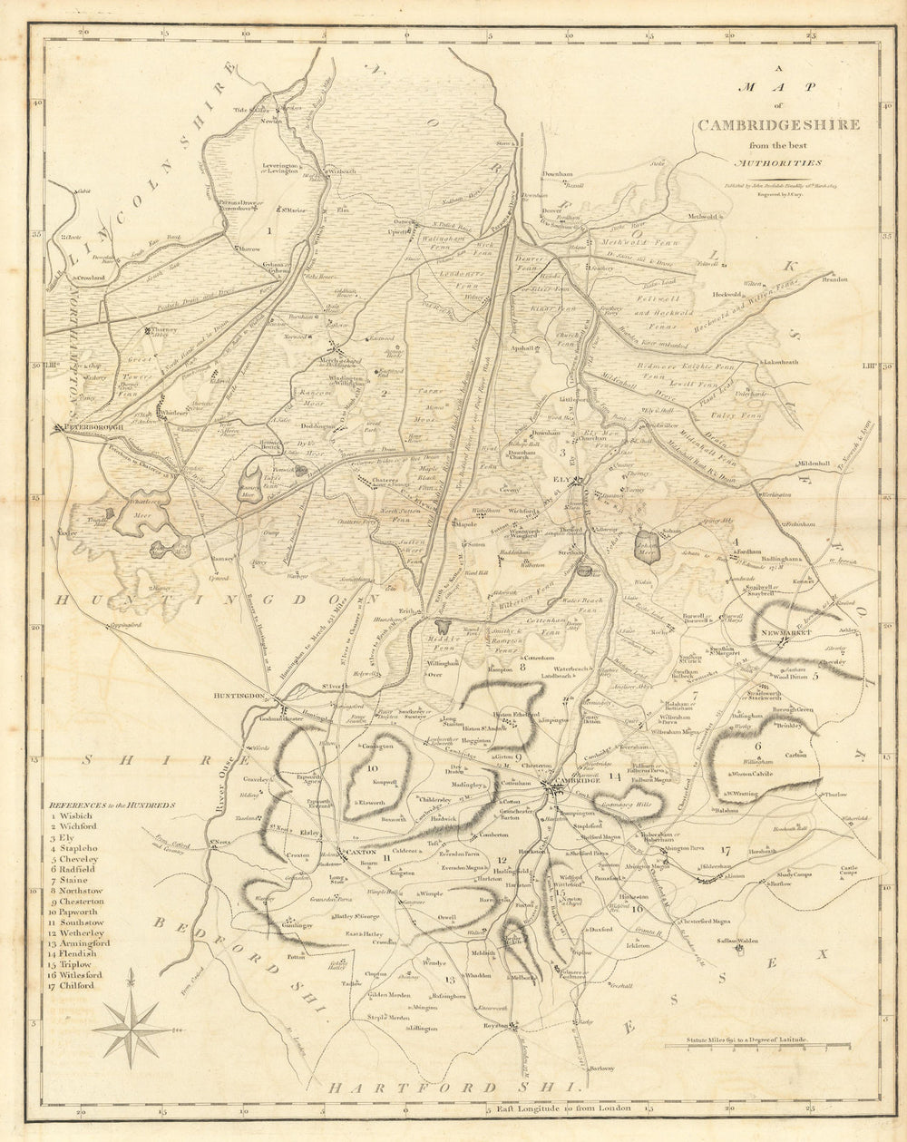 "A map of Cambridgeshire from the best authorities". County map. CARY 1806