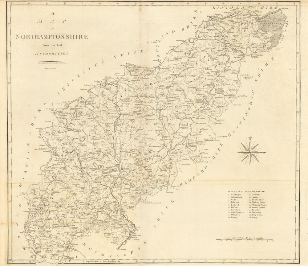"A map of Northamptonshire from the best authorities". County map. CARY 1806