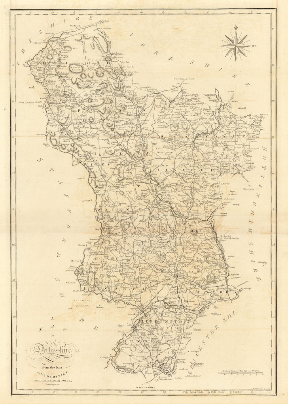 "A map of Derbyshire from the best authorities". County map. CARY 1806 old