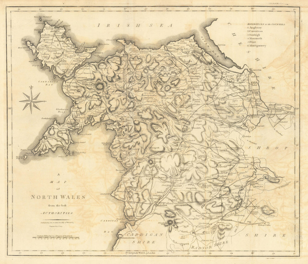 "A map of North Wales from the best authorities". CARY 1806 old antique
