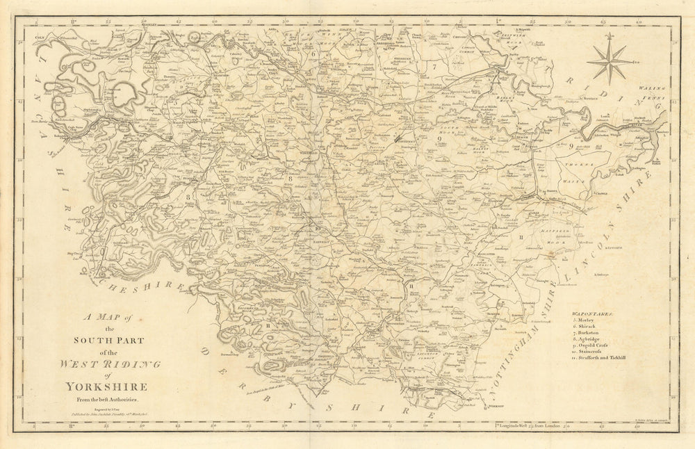 "A map of the South part of the West Riding of Yorkshire…" by John CARY 1806