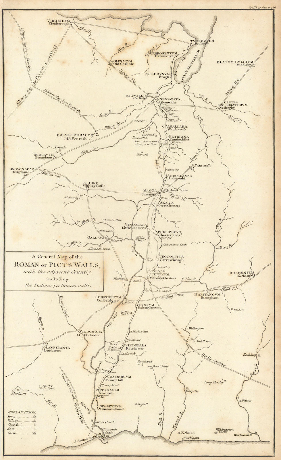 Hadrian's Wall. "A General map of the Roman or Picts' walls…". CARY 1806