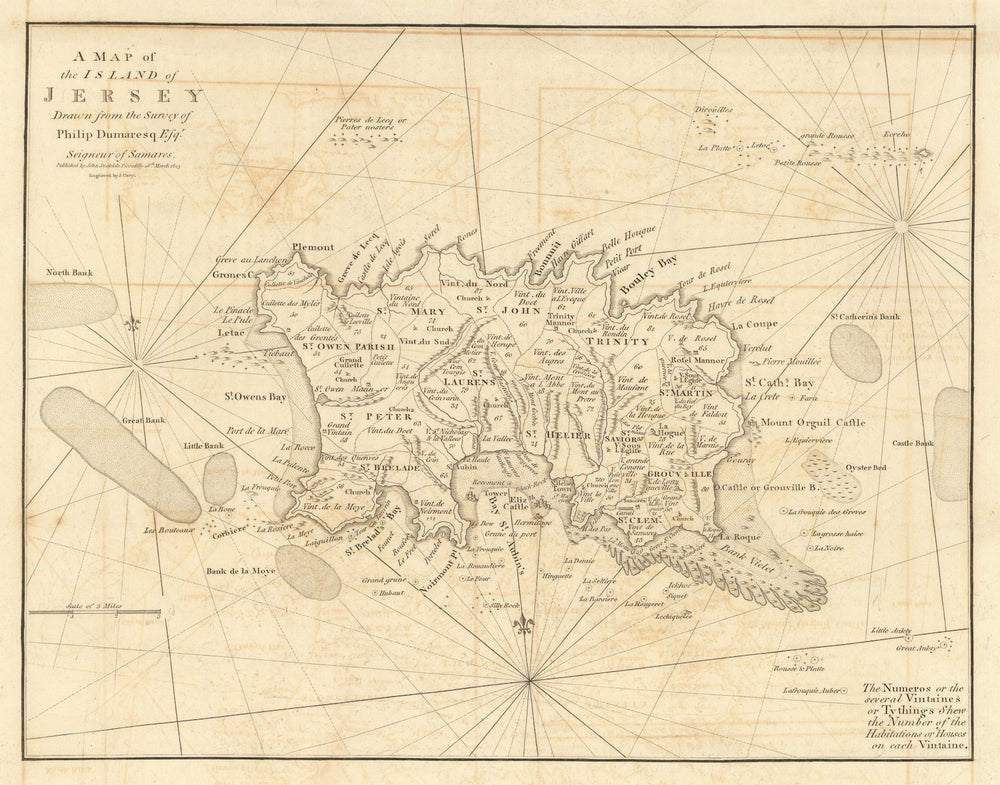 A map of the Island of Jersey by John CARY / Dumaresq. Channel Islands 1806