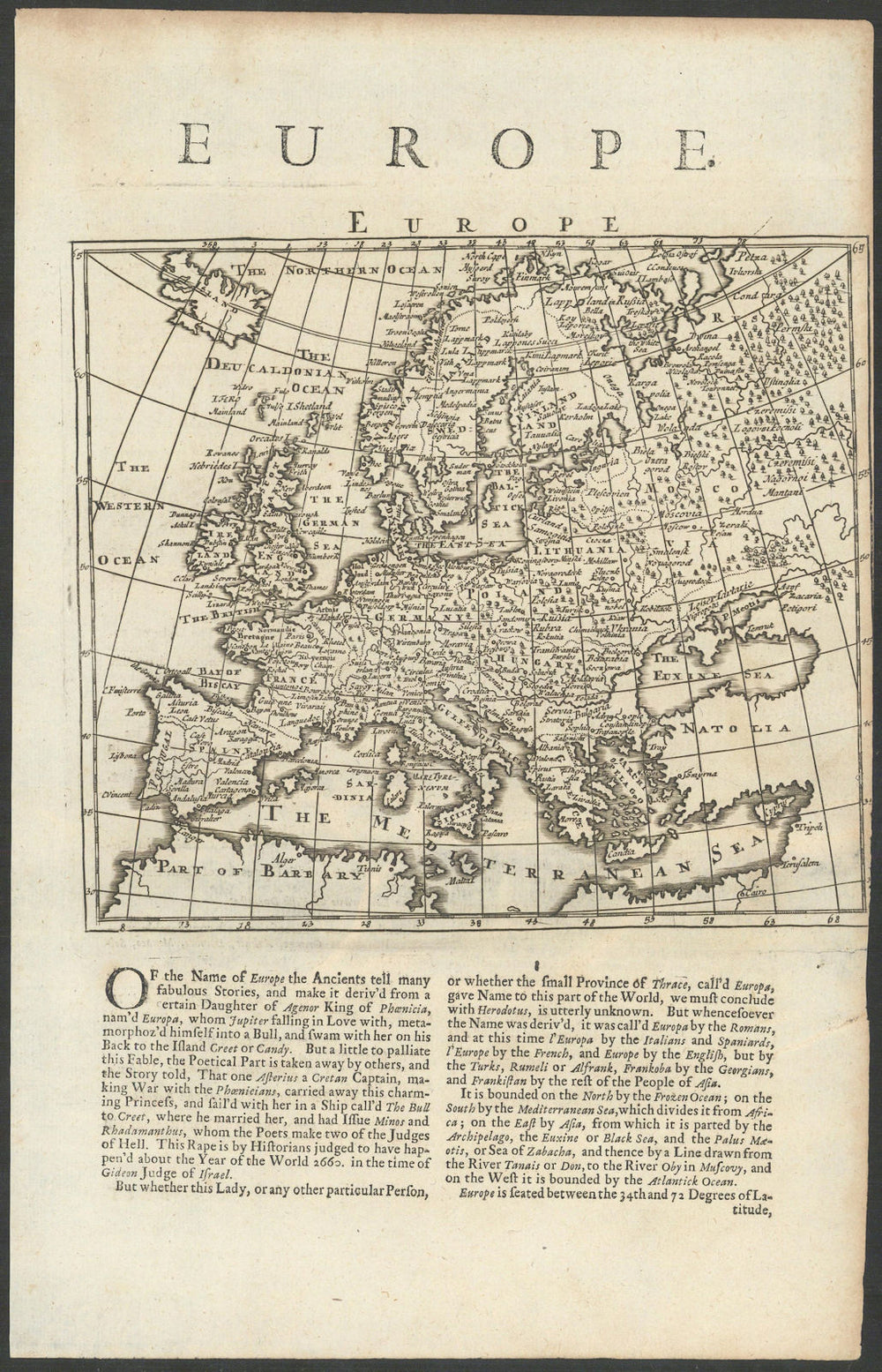 Europe by Herman Moll 1709 old antique vintage map plan chart