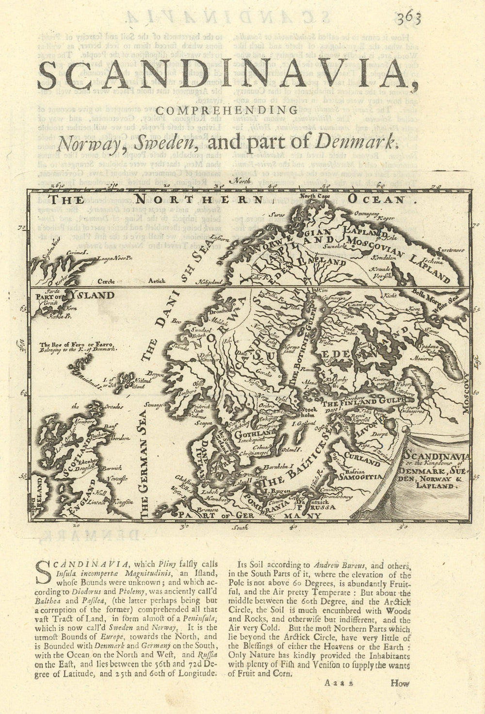 Scandinavia or the Kingdom of Denmark, Sueden, Norway & Lapland. MOLL 1709 map