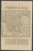 Turky [Turkey] in Europe by Herman Moll. Balkans Greece Black Sea 1709 old map