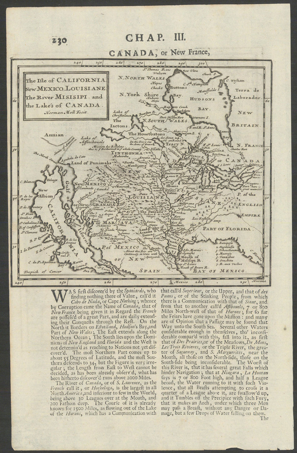 The Isle of California. New Mexico. Louisiane. The River Misisipi… MOLL 1709 map