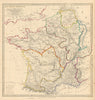 ANCIENT ROMAN FRANCE GAUL. Gallia Transalpina. Roman names roads.SDUK 1844 map