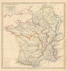 ANCIENT ROMAN FRANCE GAUL. Gallia Transalpina. Roman names roads.SDUK 1844 map
