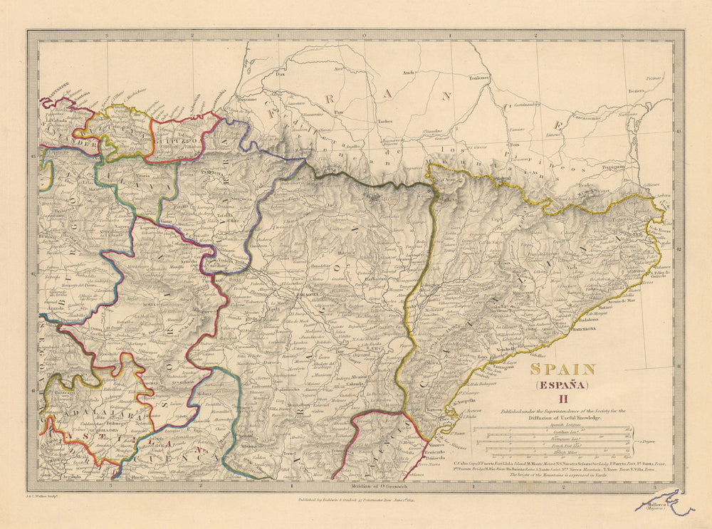 SPAIN NORTH EAST.Cataluna Aragon Soria Navarra Bizcaya Guipozcoa.SDUK 1844 map