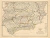 SPAIN SOUTH.Sevilla Granada Cordoba Jaen Murcia Valencia Toledo.SDUK 1844 map