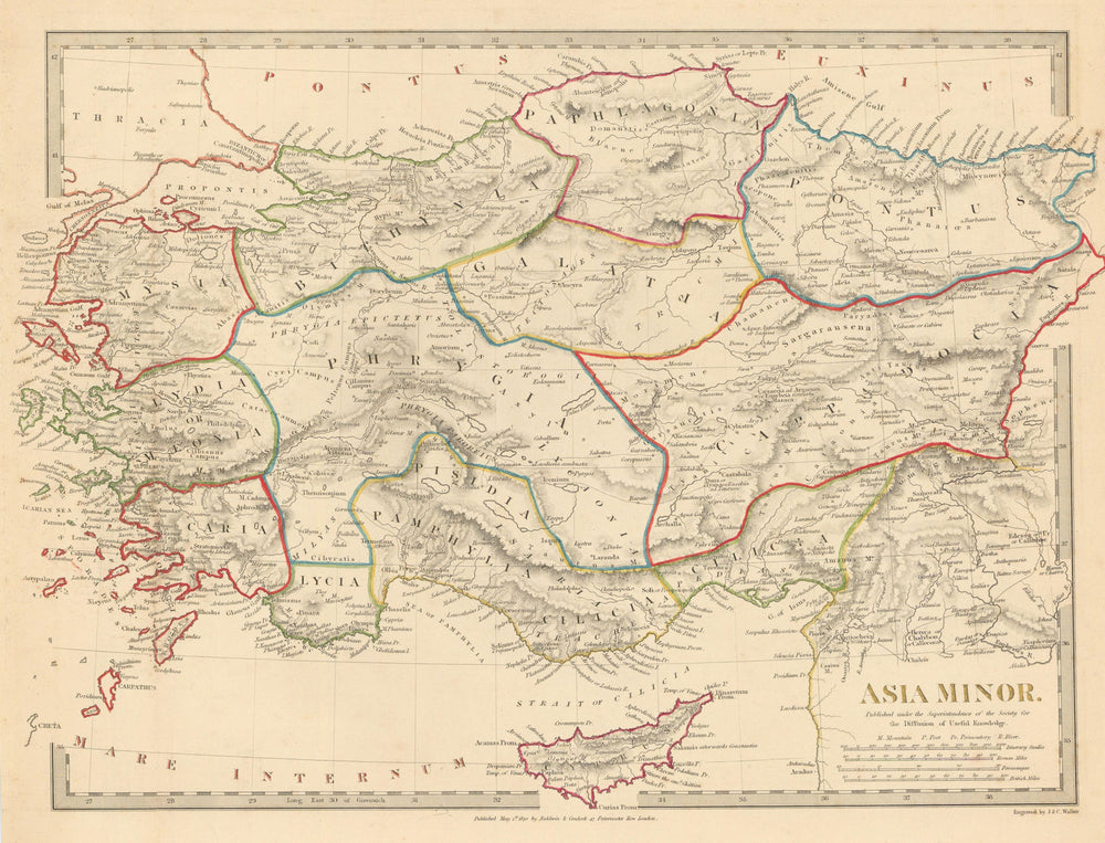 ASIA MINOR ANCIENT. Turkey. Cappadocia Cyprus Galatia Phrygia. SDUK 1844 map