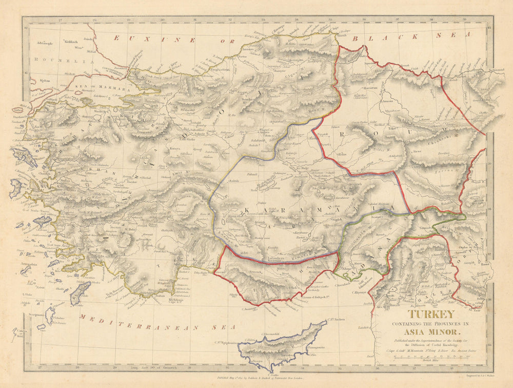 TURKEY. Asia Minor provinces. Karamania Adana Itchi Roum. SDUK 1844 old map