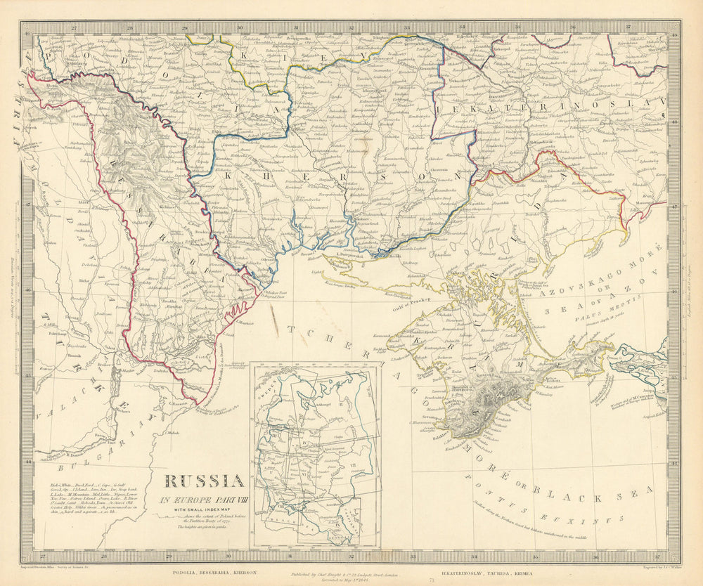 UKRAINE MOLDOVA Podolia Bessarabia Kherson Taurida Crimea Odessa. SDUK 1845 map