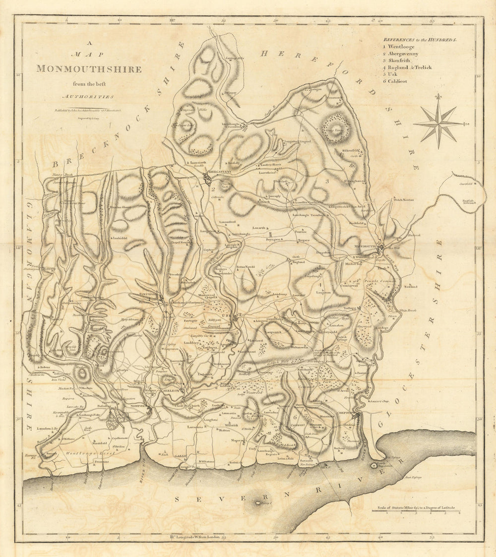 "A map of Monmouthshire from the best authorities". County map. CARY 1806