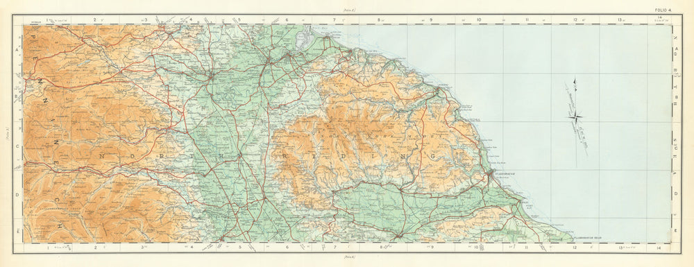 North Yorkshire. Moors & Yorkshire Dales. Teesside ORDNANCE SURVEY 1922 map
