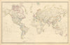 WORLD ON MERCATOR'S PROJECTION. Pre-colonial Africa. SDUK 1856 old antique map