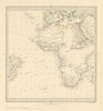 AFRICA South Europe Brazil Gnomonic Projection. Mountains of Kong. SDUK 1856 map