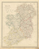 IRELAND. Showing roads, railways, canals and provinces. SDUK 1856 old map