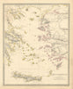 GREEK ARCHIPELAGO ANCIENT. Aegean Cyclades Creta Crete Dodecanese. SDUK 1856 map
