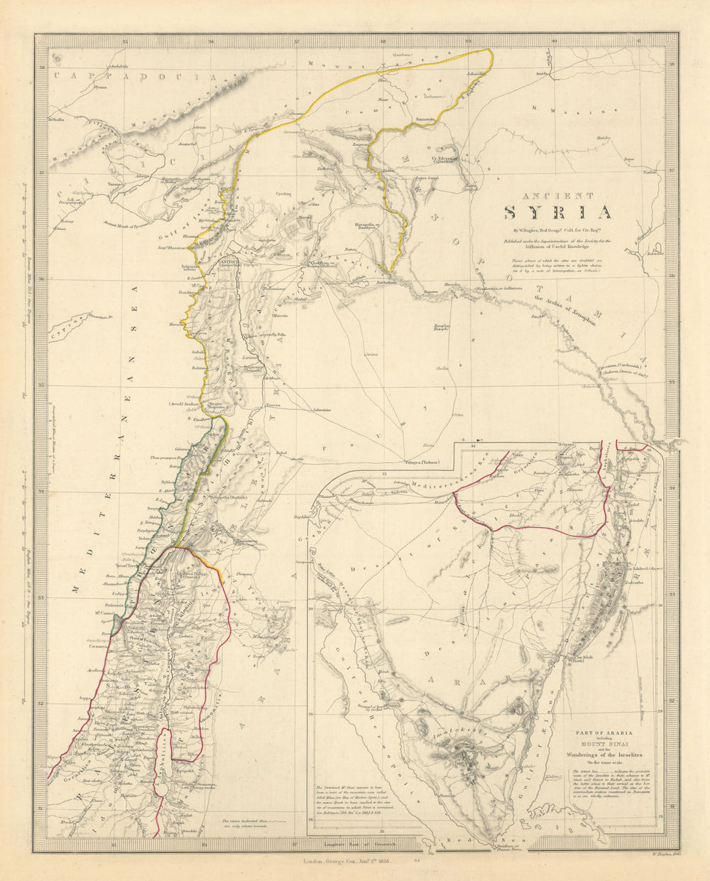 ANCIENT SYRIA. Levant; Sinai. wanderings of the Israelites. SDUK 1855 old map