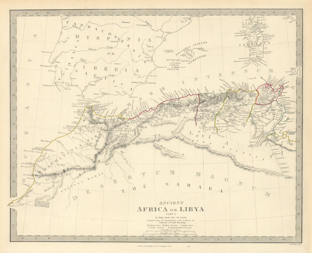 ANCIENT NORTH AFRICA. Mauritania Byzacium Morocco Algeria Tunisia. SDUK 1851 map