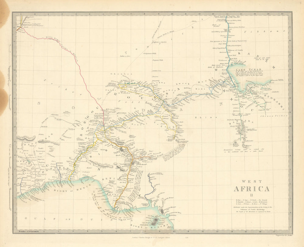 WEST AFRICA II. NIGERIA. Bight of Benin-Lake Chad. Yariba Houssa. SDUK 1851 map