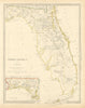 FLORIDA showing Seminole Indian district & forts. Keys. SDUK 1851 old map