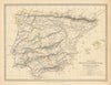 HISPANIA IBERIA. Ancient Spain & Portugal. Roman names & roads. SDUK 1848 map