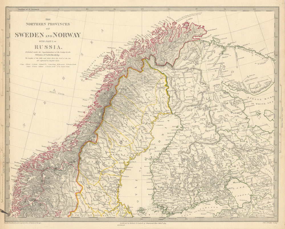 SCANDINAVIA Northern Sweden and Norway. Finland & part of Russia SDUK 1844 map