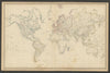 WORLD ON MERCATOR'S PROJECTION. Pre-Mexican-American war. SDUK 1844 old map