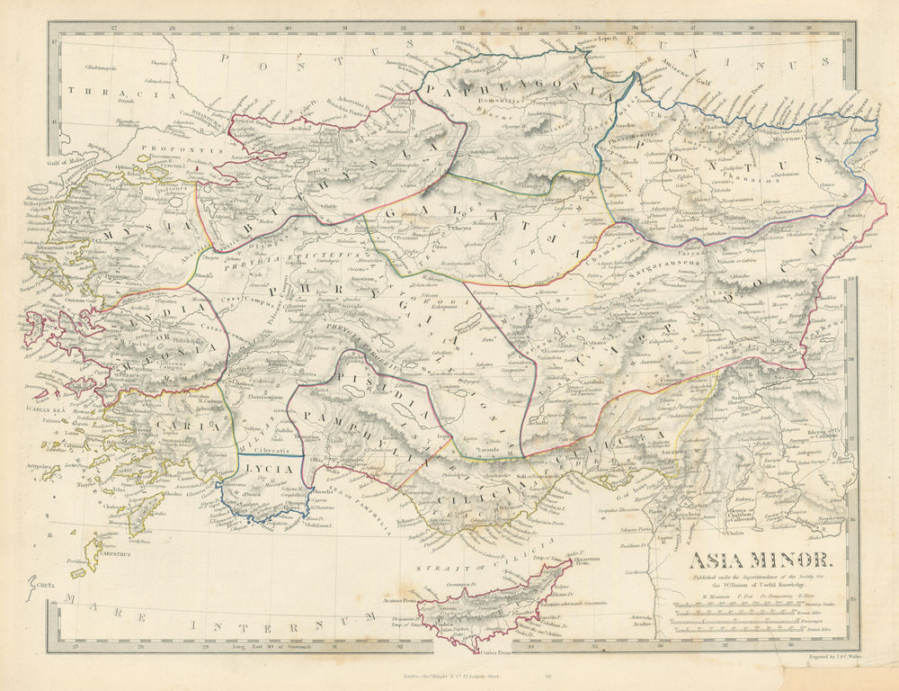 ASIA MINOR ANCIENT. Turkey. Cappadocia Cyprus Galatia Phrygia. SDUK 1844 map