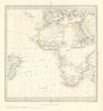 AFRICA South Europe Brazil Gnomonic Projection. Mountains of Kong. SDUK 1846 map