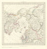 NORTH POLE ARCTIC. to 45˚ N Latitude. Alaska as Russian Territory. SDUK 1846 map