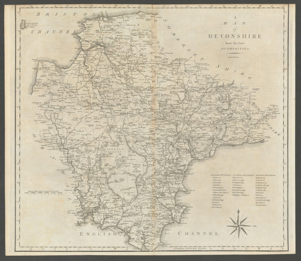 "A map of Devonshire from the best authorities". County map. CARY 1789 old