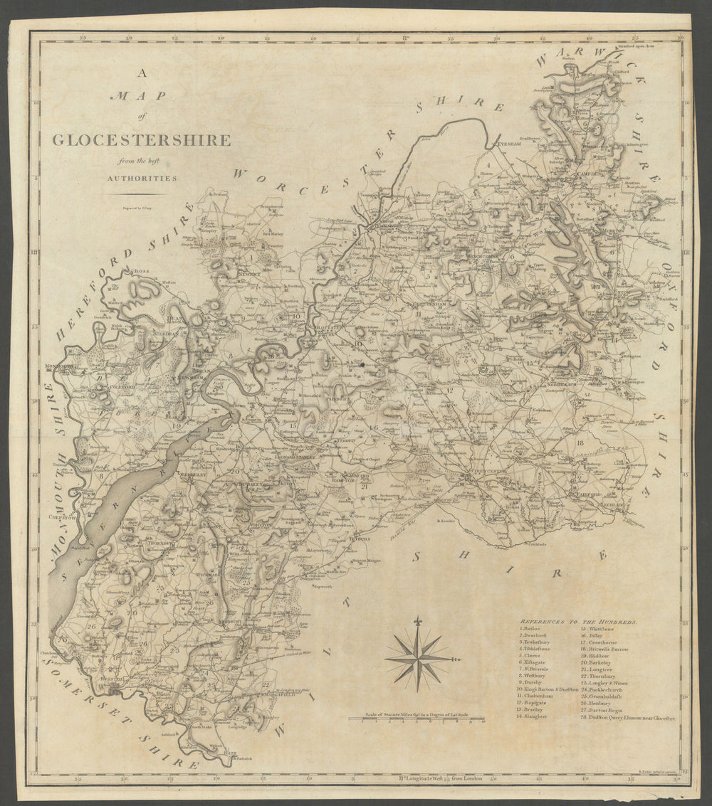 "Glocestershire from the best authorities" Gloucestershire county map. CARY 1789