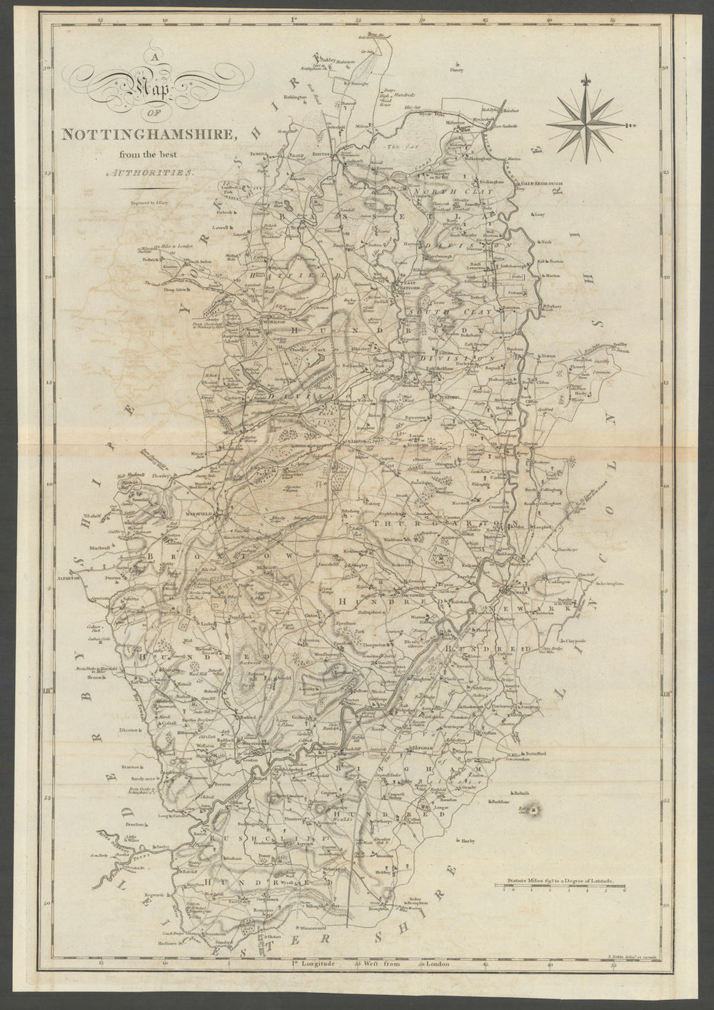 "A map of Nottinghamshire from the best authorities". County map. CARY 1789