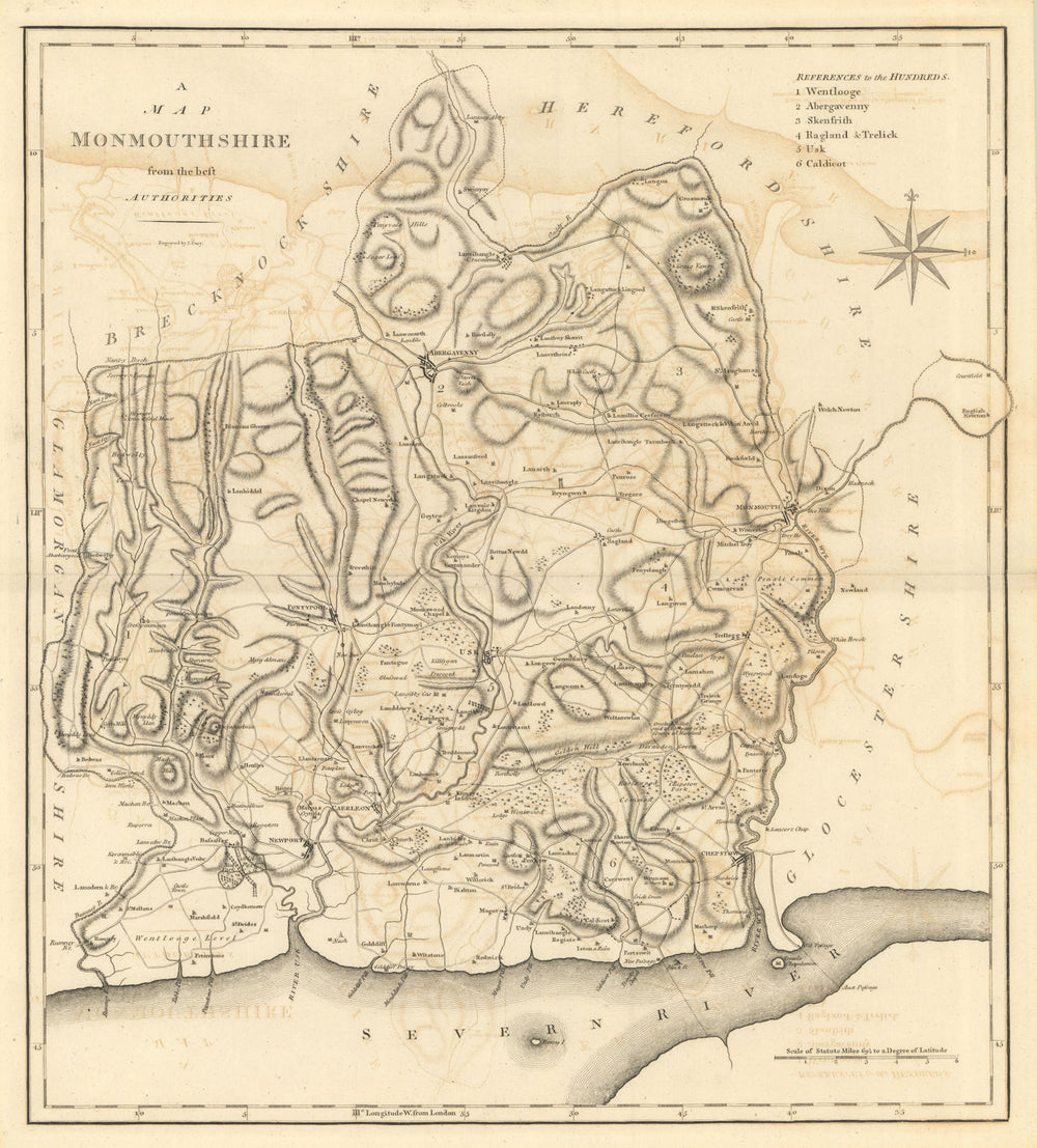 "A map of Monmouthshire from the best authorities". County map. CARY 1789