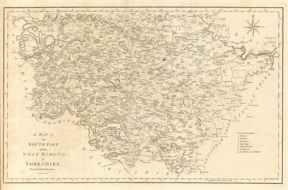 "A map of the South part of the West Riding of Yorkshire…" by John CARY 1789