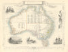 AUSTRALIA. no Queensland (est 1859). Showing Goldfields. TALLIS/RAPKIN 1851 map