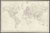WORLD ON MERCATOR'S PROJECTION. Pre-Mexican-American war. SDUK 1844 old map