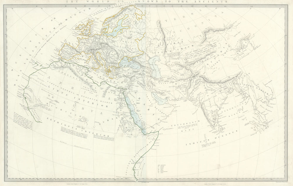 WORLD KNOWN TO ANCIENTS. Herodotus Ptolemy Pliny Hanno. SDUK 1844 old map
