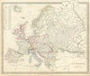EUROPE. General map. Inset table of population & density by country . SDUK 1844