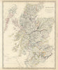 SCOTLAND. General map showing castles & kirks. SDUK 1844 old antique chart