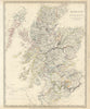 SCOTLAND. General map showing castles & kirks. SDUK 1844 old antique chart