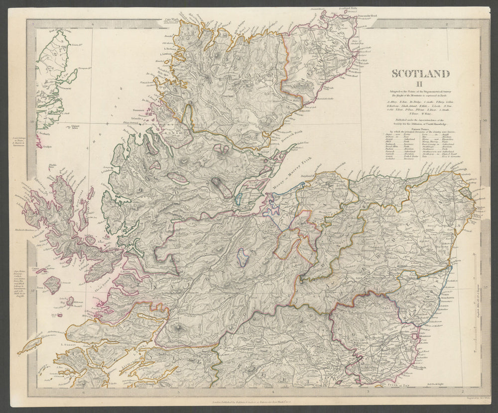 SCOTLAND NORTH. Shows castles & kirks. Inset former county names.SDUK 1844 map