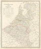NETHERLANDS & BELGIUM w/ railways in use & under construction. SDUK 1844 map