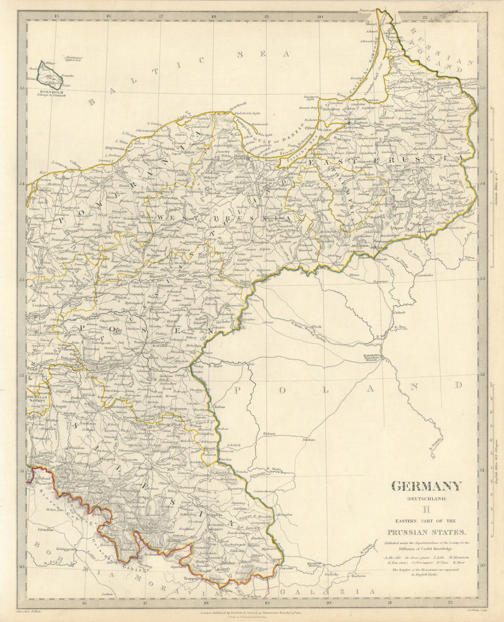 GERMANY DEUTSCHLAND.Eastern Prussian States.Silesia;Pomerania.SDUK 1844 map