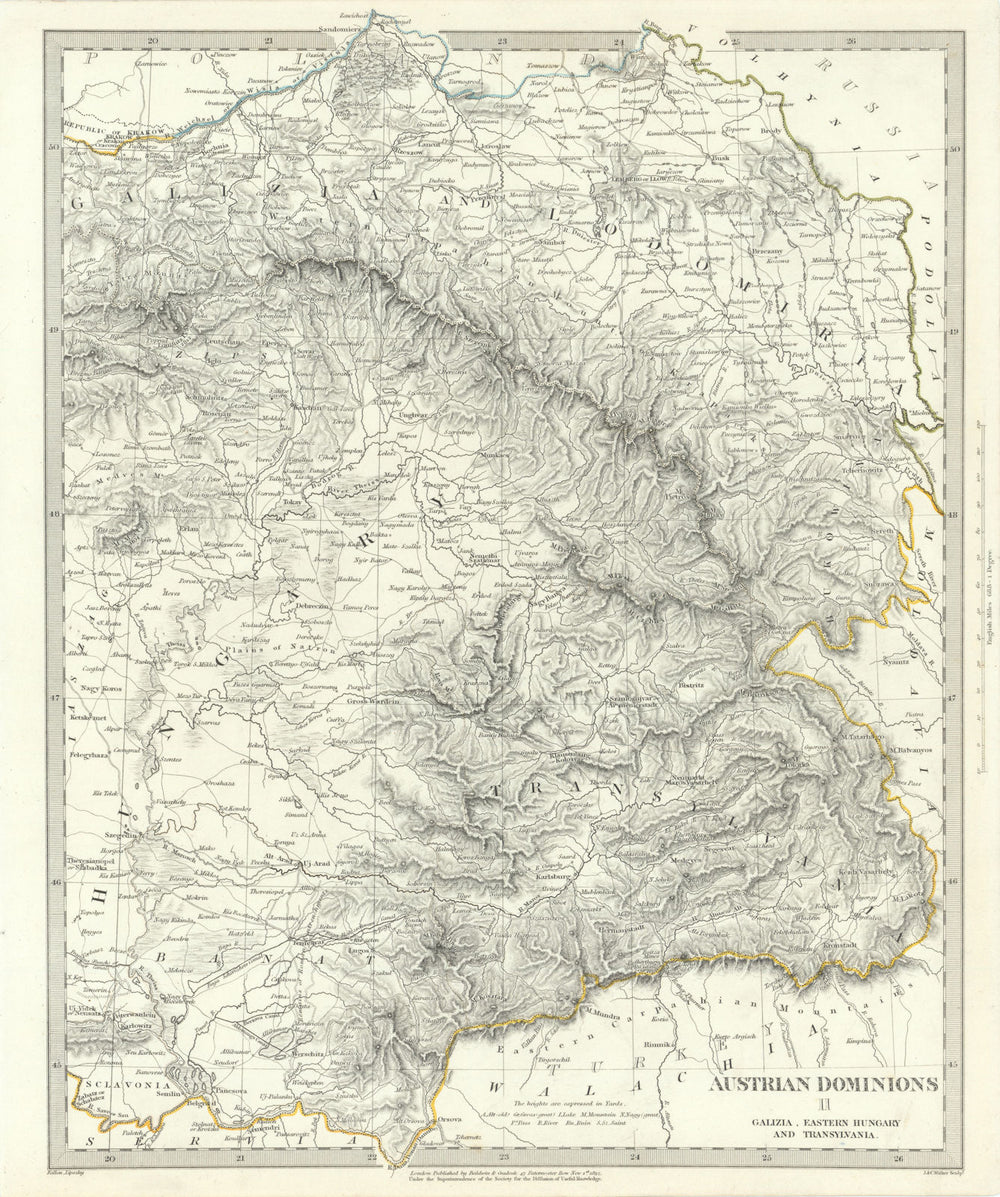 AUSTRIAN DOMINIONS.Galizia Eastern Hungary Transylvania Galicia.SDUK 1844 map